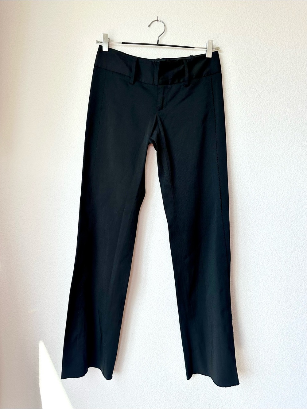 VTG Y2K Wet Seal Black Flare Low Rise Exposed Edge Side Trouser Pants Size 3